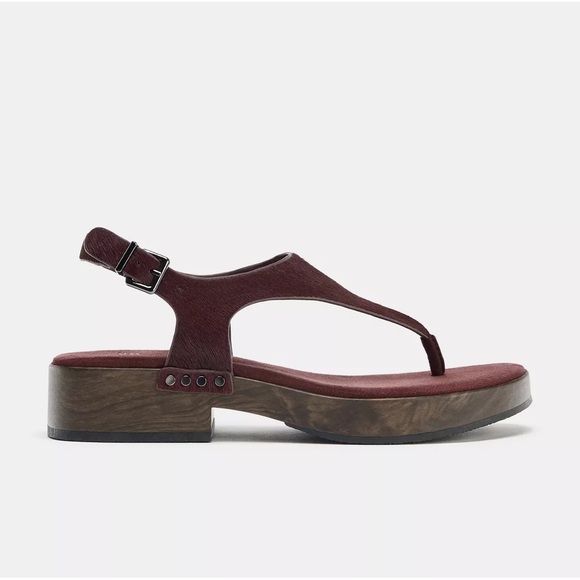 NEW Zara Studded Leather Sandals in Burgundy Red - US 10 - Picture 3 of 6